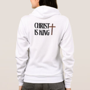 Veste À Capuche Christ est roi   Texte noir et croix en bois Brown
