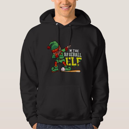 Veste À Capuche Christmas tree funny baseball elf apparel (Devant)