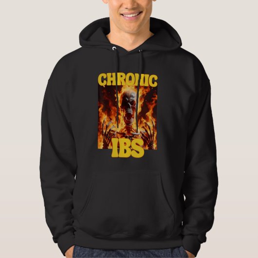 Veste À Capuche Chronique IBS Drôle Cringe Dur Skeleton Mème Flame (Devant)
