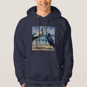 Veste À Capuche Cigogne Corbeau Fou – Bavarderie d'oiseaux de plag