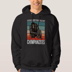 Veste À Capuche Citation De Chimpanzé Rétro Ape Facilement Distrai