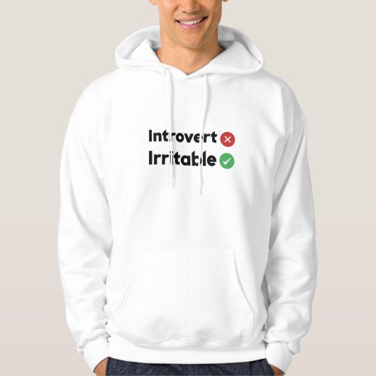 Veste À Capuche citation drôle Introvert, Irritable (Devant)
