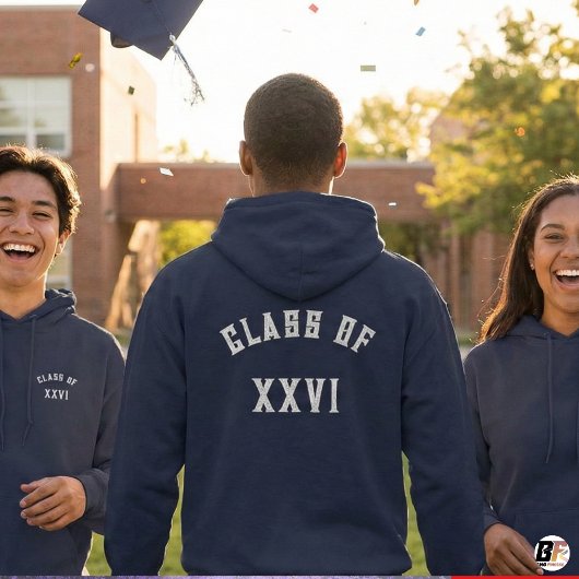 Veste À Capuche Class of 2026 Navy Embroidered Graduation