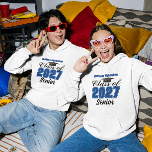 Veste À Capuche Classe Bleue de 2027 Senior Lycée Personnalisé