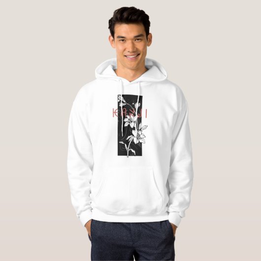 Veste À Capuche Classique conception de fleur de kanji (Devant entier)