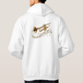 Veste À Capuche Classique Trompette Dorée & Notes de Musique Blanc (Dos)