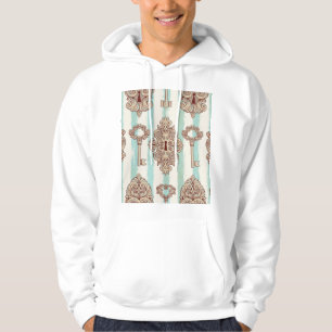 Veste À Capuche Clés vintages, verrous : motif à main levée.