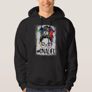 Veste À Capuche Cna Nurse Life Bleached Tie Dye Messy Bun Nurse We
