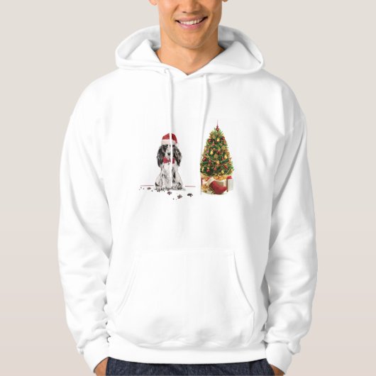 Veste À Capuche Cocker Spaniel Funny Chien de Noël avec arbre (Devant)