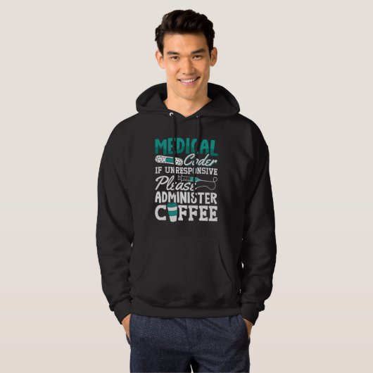 Veste À Capuche Codage ICD de l'Assistant Café Codeur Médicale (Devant entier)