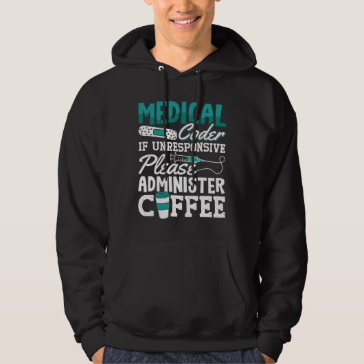 Veste À Capuche Codage ICD de l'Assistant Café Codeur Médicale (Devant)