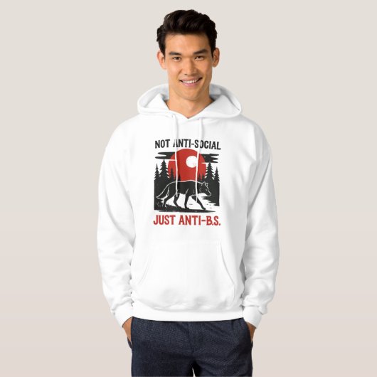 Veste À Capuche Code de Loup Solitaire – Pas Antisocial, Juste Con (Devant entier)