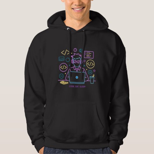 Veste À Capuche Code. Manger. Dormir. T-Shirt (Devant)
