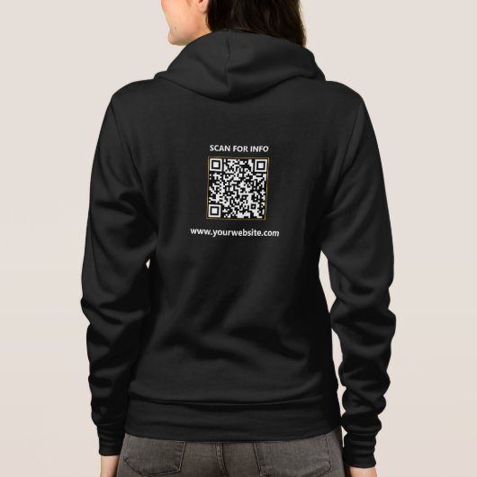 Veste À Capuche Code QR moderne uni Noir, Or mode / Personnalisé (Dos)