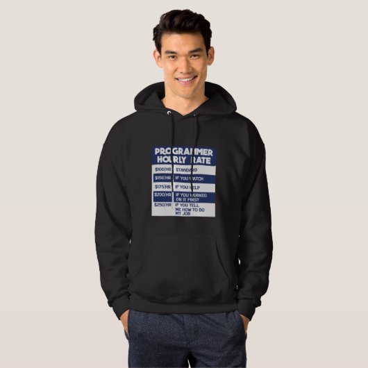 Veste À Capuche Codeur informatique à tarif horaire Funny Programm (Devant entier)