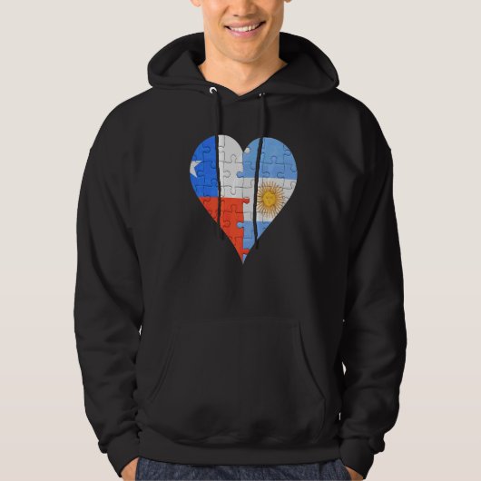 Veste À Capuche Coeur du drapeau argentin chilien (Devant)