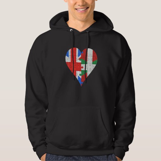 Veste À Capuche Coeur du drapeau basque britannique (Devant)