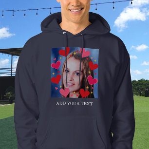 Veste À Capuche Cœurs d'amour rouges personnalisés avec photo et t