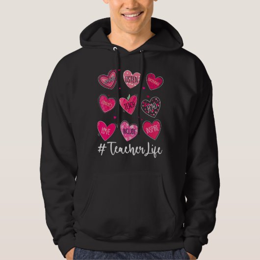 Veste À Capuche Coeurs doux Apprendre l'Amour Inspirer Valentines  (Devant)