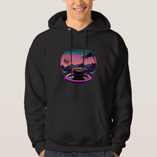Veste À Capuche Coffee Synthwave 80s Retrowave Aesthetic (Devant)