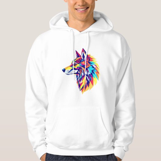 Veste À Capuche Colorful Geometric Wolf T-Shirt (Devant)
