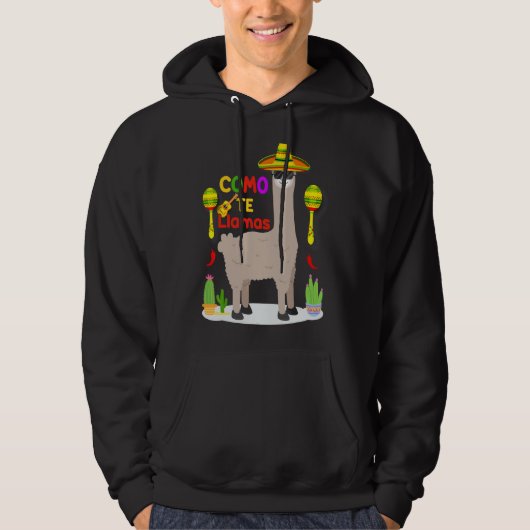 Veste À Capuche Como Te Llamas Cute Cinco De Mayo Espagne Pun Alp (Devant)