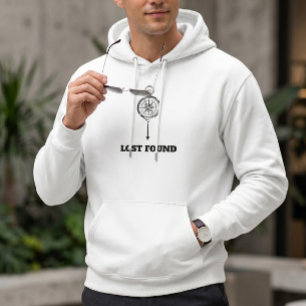 Veste À Capuche Compas Minimaliste Lost Found Esthétique Blanche P