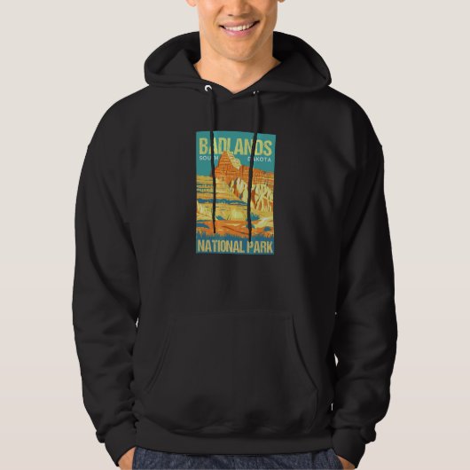 Veste À Capuche Conception d'affiche du parc national de Badlands, (Devant)