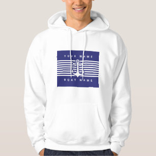 Veste À Capuche Conception d'Ancres nautiques Bleu Bleu Blancs
