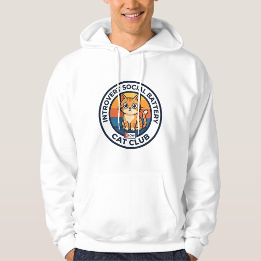 Veste À Capuche Conception de chat de batterie sociale introverti (Devant)