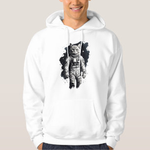 Veste À Capuche Conception de chat par astronaute d'encre noire