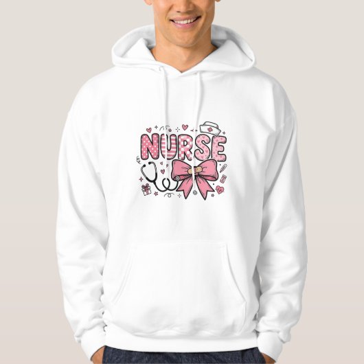 Veste À Capuche Conception de chemise vectorielle Cute Nurse Bow H (Devant)
