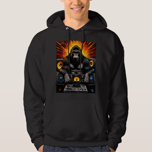 Veste À Capuche Conception de DJ gorille Boombox Art explosif (Devant)