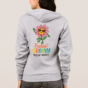 Veste À Capuche Conception de fleurs de dessin animé rétro funky