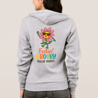 Veste À Capuche Conception de fleurs de dessin animé rétro funky
