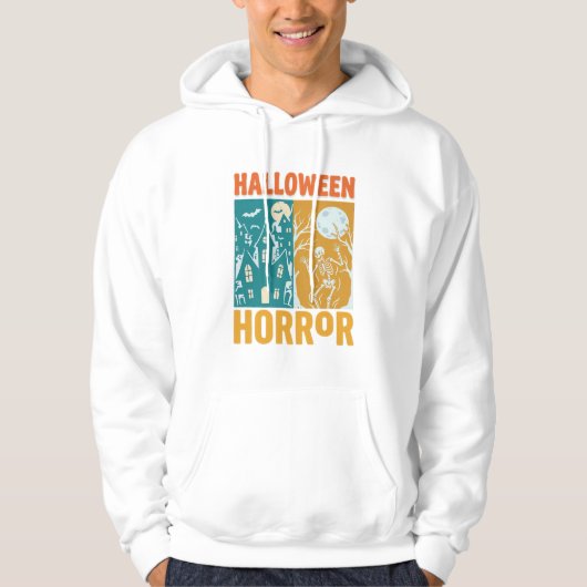 Veste À Capuche Conception de maison hantée Halloween Lune squelet (Devant)