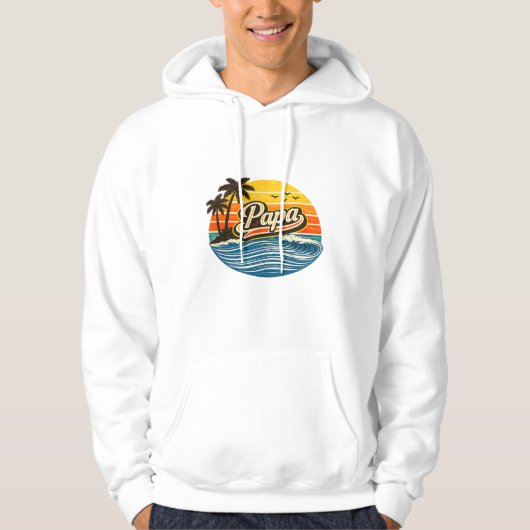 Veste À Capuche Conception de nom de Papa Retro Sunset (Devant)