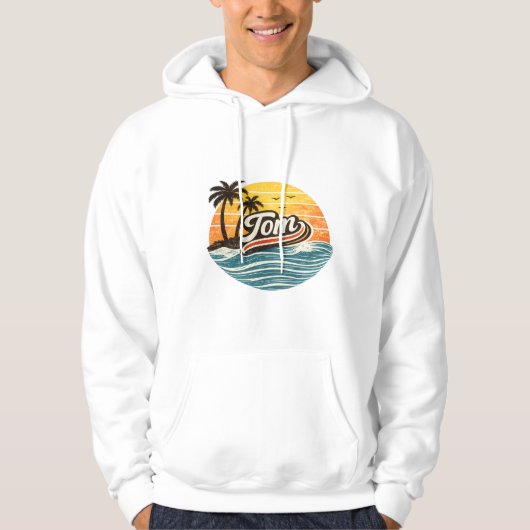 Veste À Capuche Conception de nom Sunset Retro Tom (Devant)