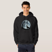 Veste À Capuche Conception de silhouette d'arbre de lune hurlement (Devant entier)
