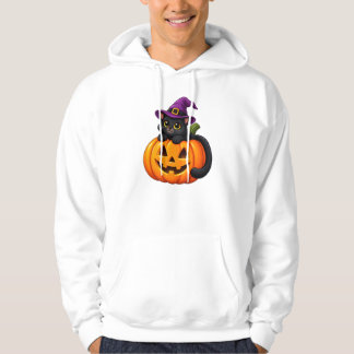 Veste À Capuche Conception de T-shirt Chat Noir dans un Chapeau de