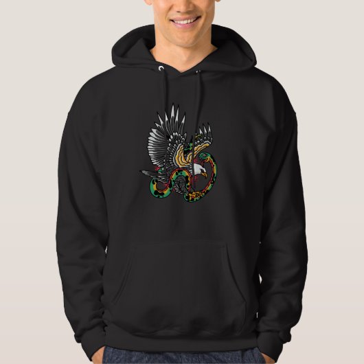Veste À Capuche Conception de tatouage aigle contre serpent (Devant)