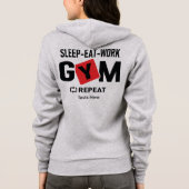 Veste À Capuche Conception de typographie Répéter Manger Travaille (Dos)
