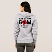 Veste À Capuche Conception de typographie Répéter Manger Travaille (Dos entier)