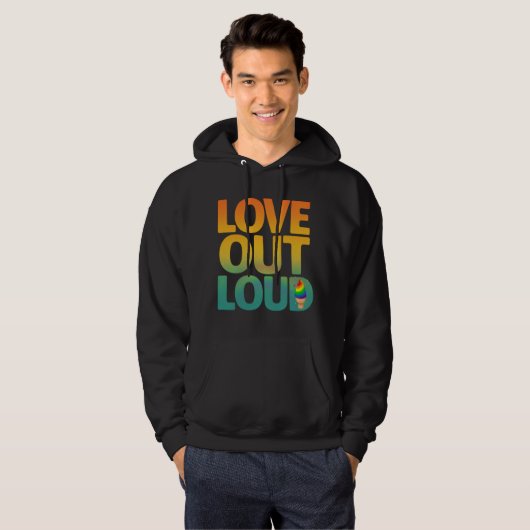 Veste À Capuche Conception de typographie Rétro Fierté Amour à hau (Devant entier)
