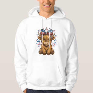 Veste À Capuche Conception de vecteur de vache Highland patriotiqu