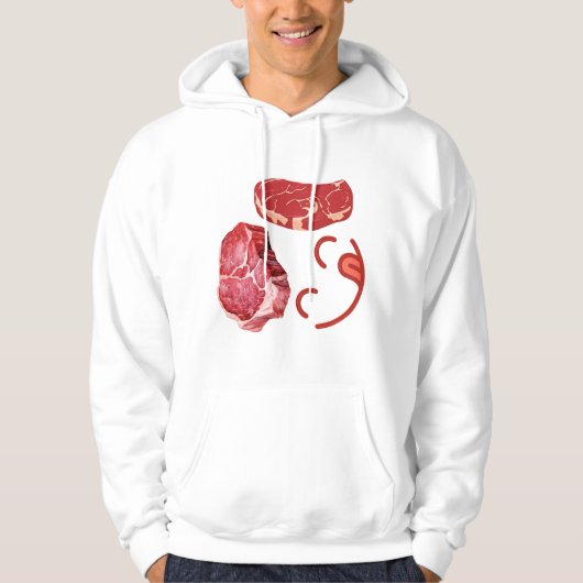 Veste À Capuche Conception de visage souriant de steak pour les am (Devant)