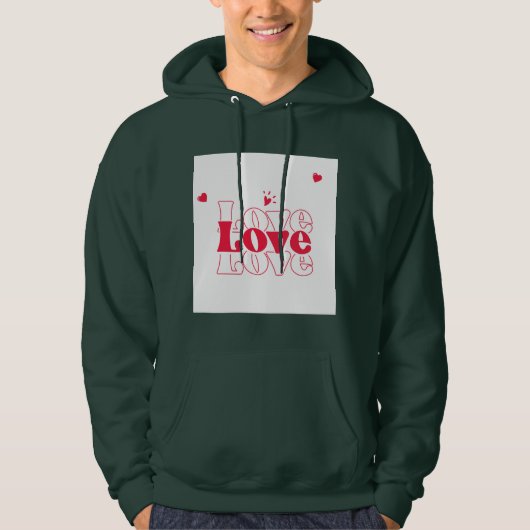 Veste À Capuche Conception graphique de typographie d'amour rouge (Devant)
