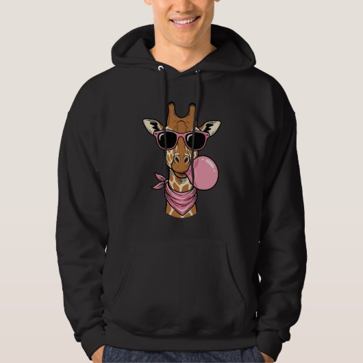 Veste À Capuche Conception vectorielle de chewing-gum girafe gravu (Devant)
