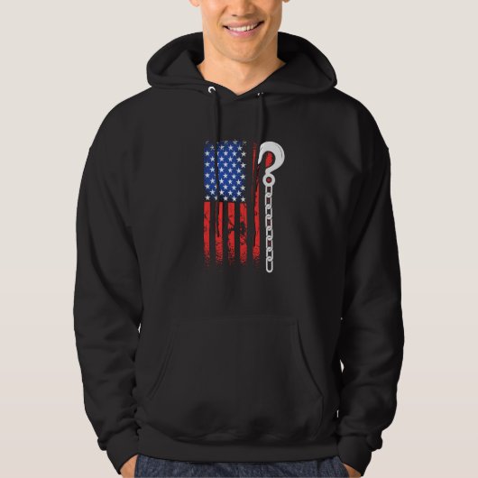 Veste À Capuche Conducteur de dépanneuse patriotique Drapeau améri (Devant)