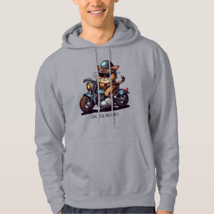 Veste À Capuche Cool Cat Riding Motorcycle Êtes-vous prêt